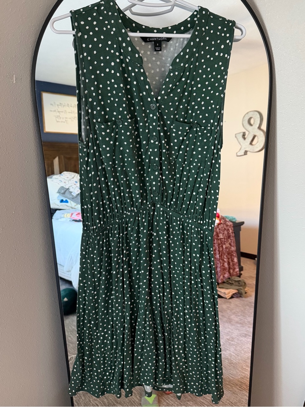 41 Hawthorn Green Dress with White Polka Dots